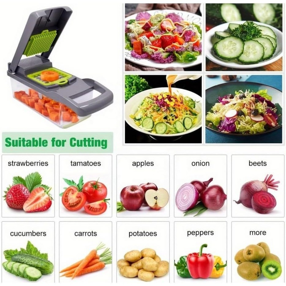 16 w 1 Krajalnica do warzyw, s – Household Kitchen Gadgets Vegetable Cutter Silk Cutter recenzja i cena